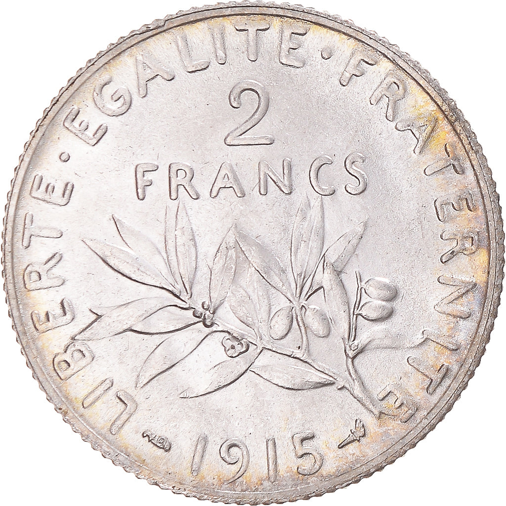 Coin, France, Semeuse, 2 Francs, 1915, Paris, MS(63), Silver, KM:845.1