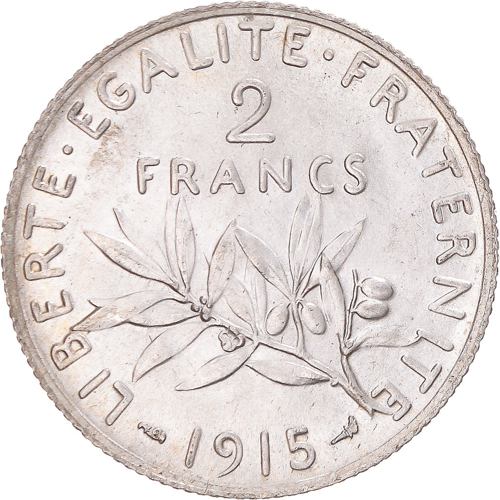 Coin, France, Semeuse, 2 Francs, 1915, Paris, MS(63), Silver, KM:845.1