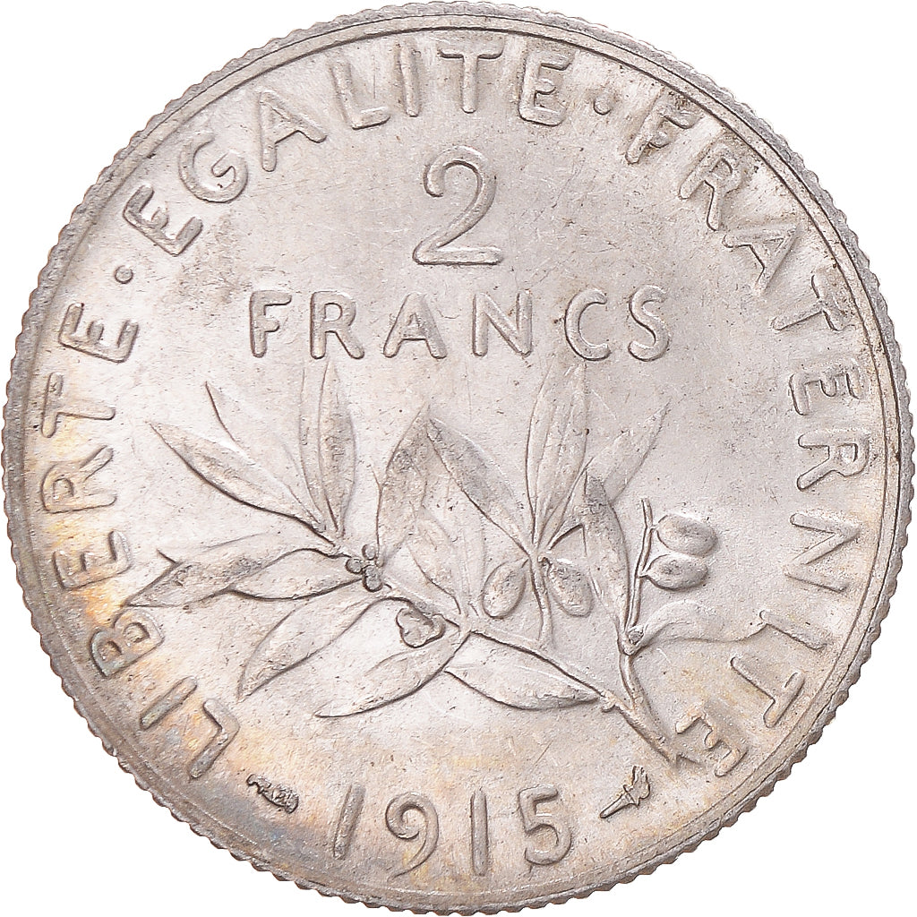 Coin, France, Semeuse, 2 Francs, 1915, Paris, MS(60-62), Silver, KM:845.1