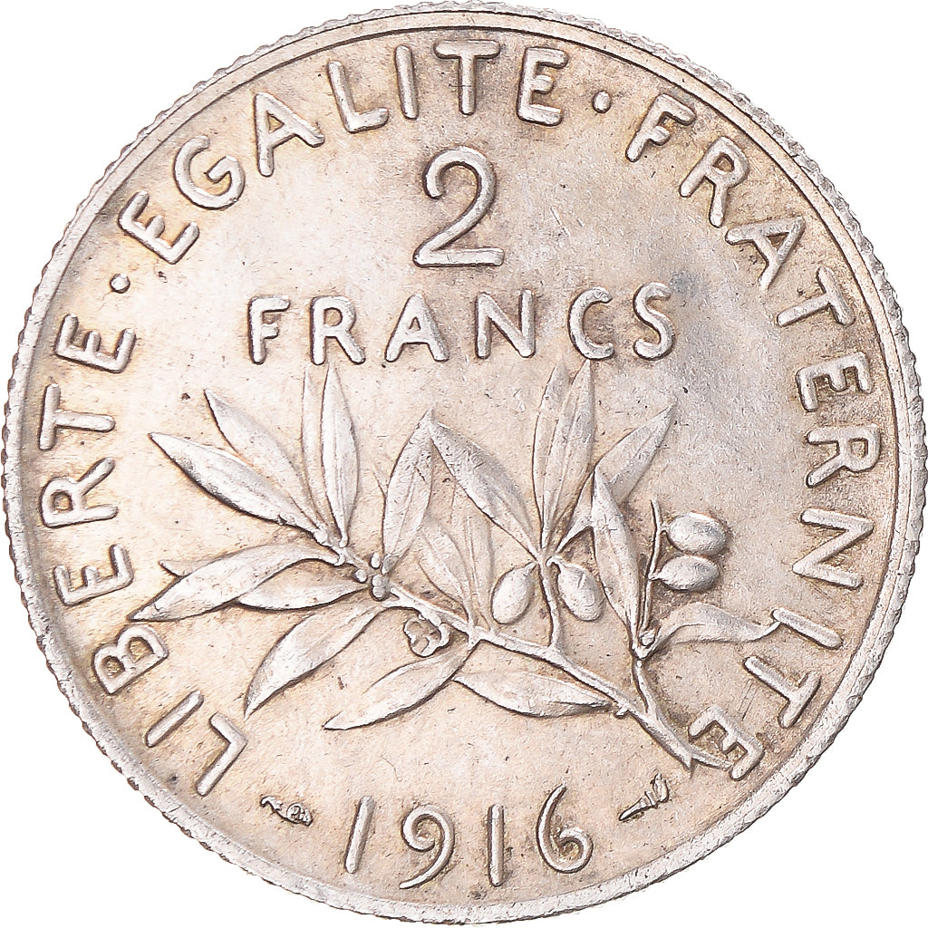 Coin, France, Semeuse, 2 Francs, 1916, Paris, MS(60-62), Silver, KM:845.1