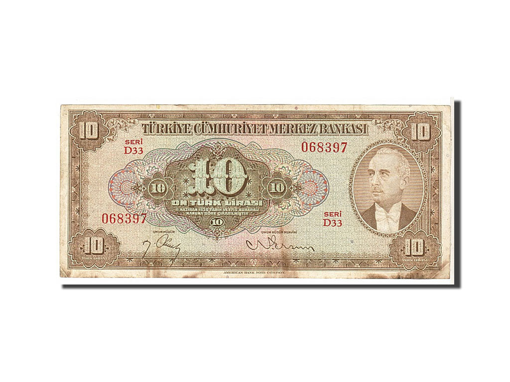 Turkey, 10 Lira, 1948, KM #148a, VF(20-25), 068397