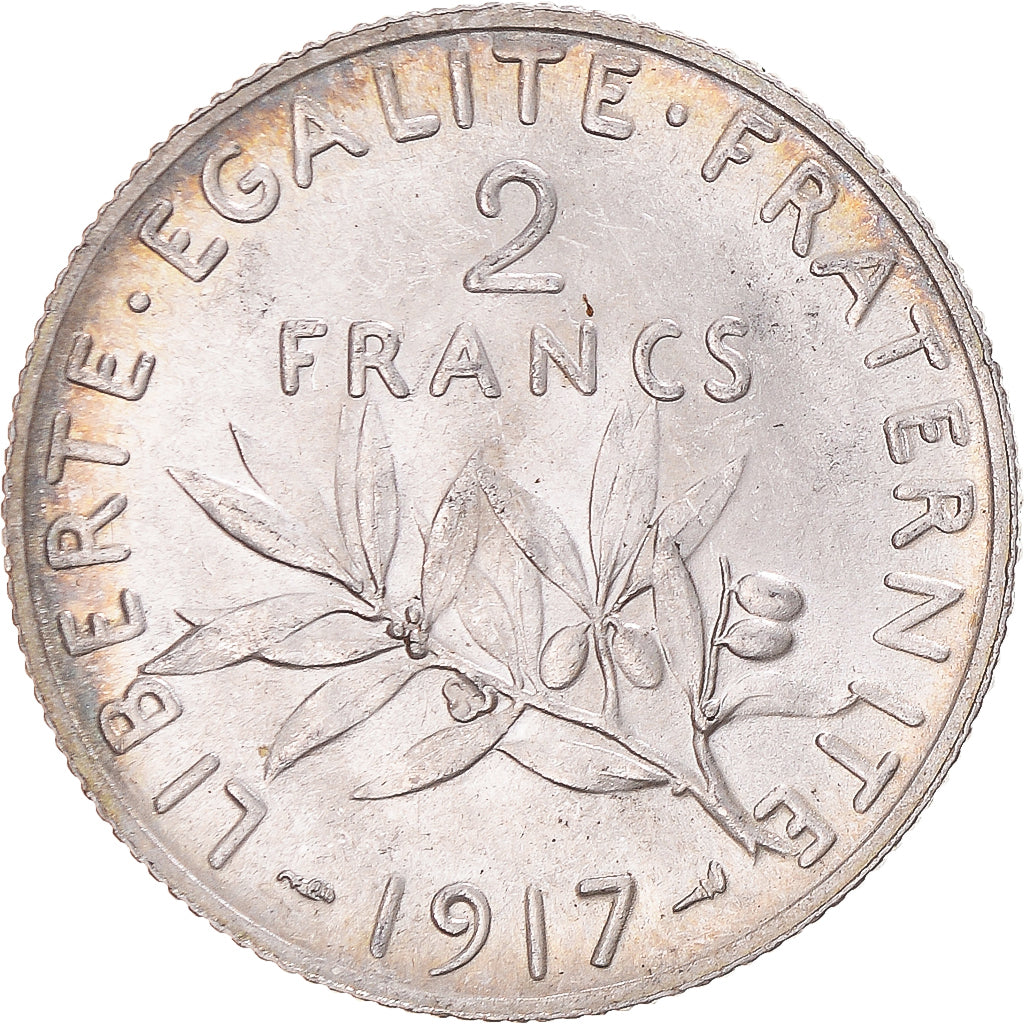 Monnaie, France, Semeuse, 2 Francs, 1917, Paris, SUP+, Argent, Gadoury:532