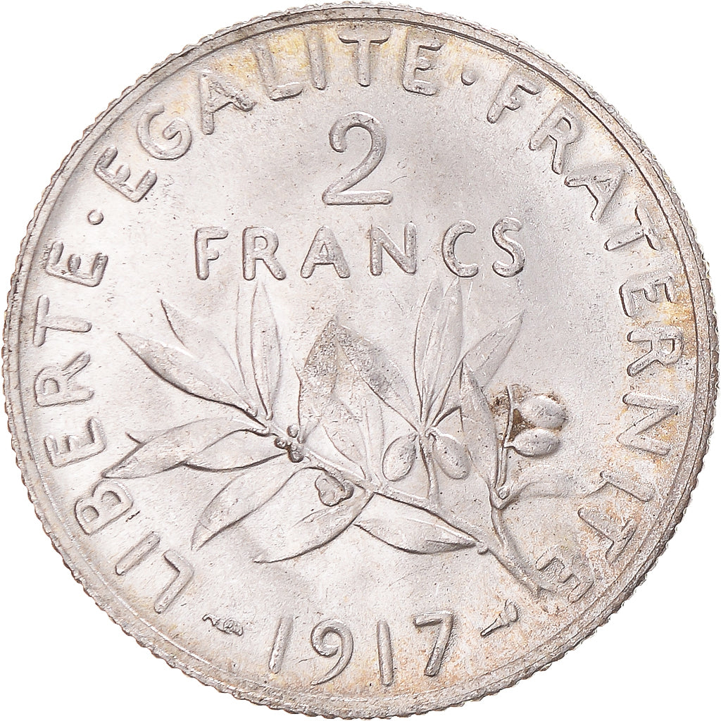 Münze, Frankreich, Semeuse, 2 Francs, 1917, Paris, UNZ, Silber, KM:845.1