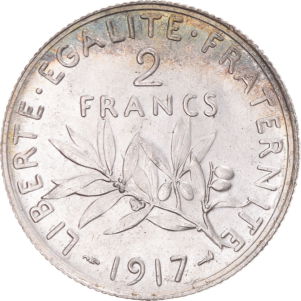 Monnaie, France, Semeuse, 2 Francs, 1917, Paris, SUP+, Argent, Gadoury:532