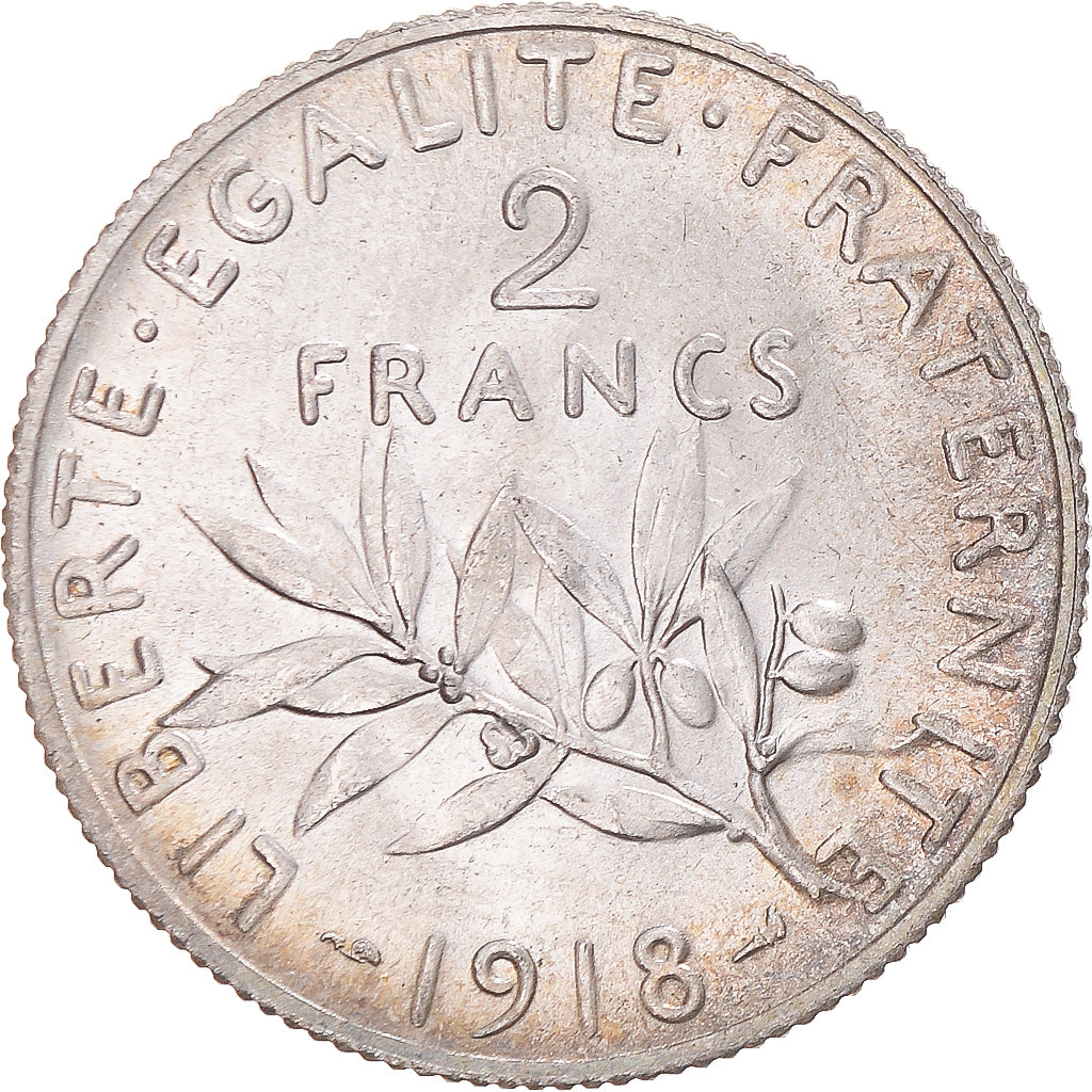 Coin, France, Semeuse, 2 Francs, 1918, Paris, MS(63), Silver, KM:845.1