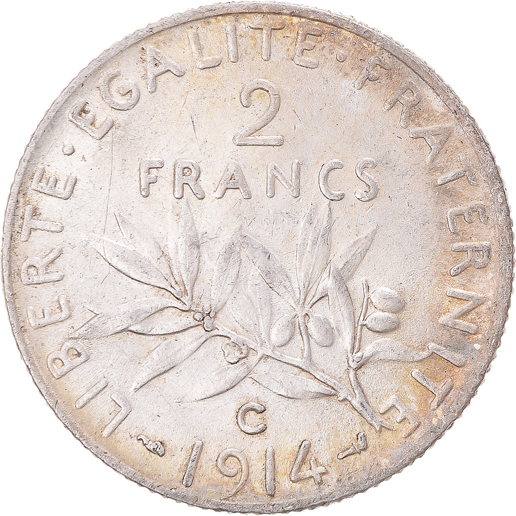 Münze, Frankreich, Semeuse, 2 Francs, 1914, Castelsarrasin, VZ+, Silber