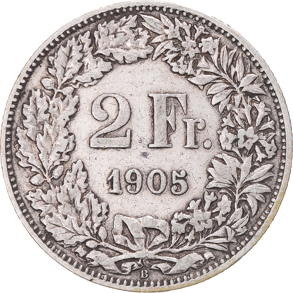 Coin, Switzerland, 2 Francs, 1905, Bern, EF(40-45), Silver, KM:21