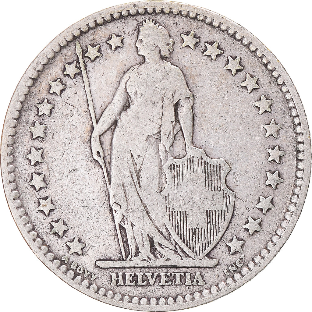 Coin, Switzerland, 2 Francs, 1879, Bern, EF(40-45), Silver, KM:21
