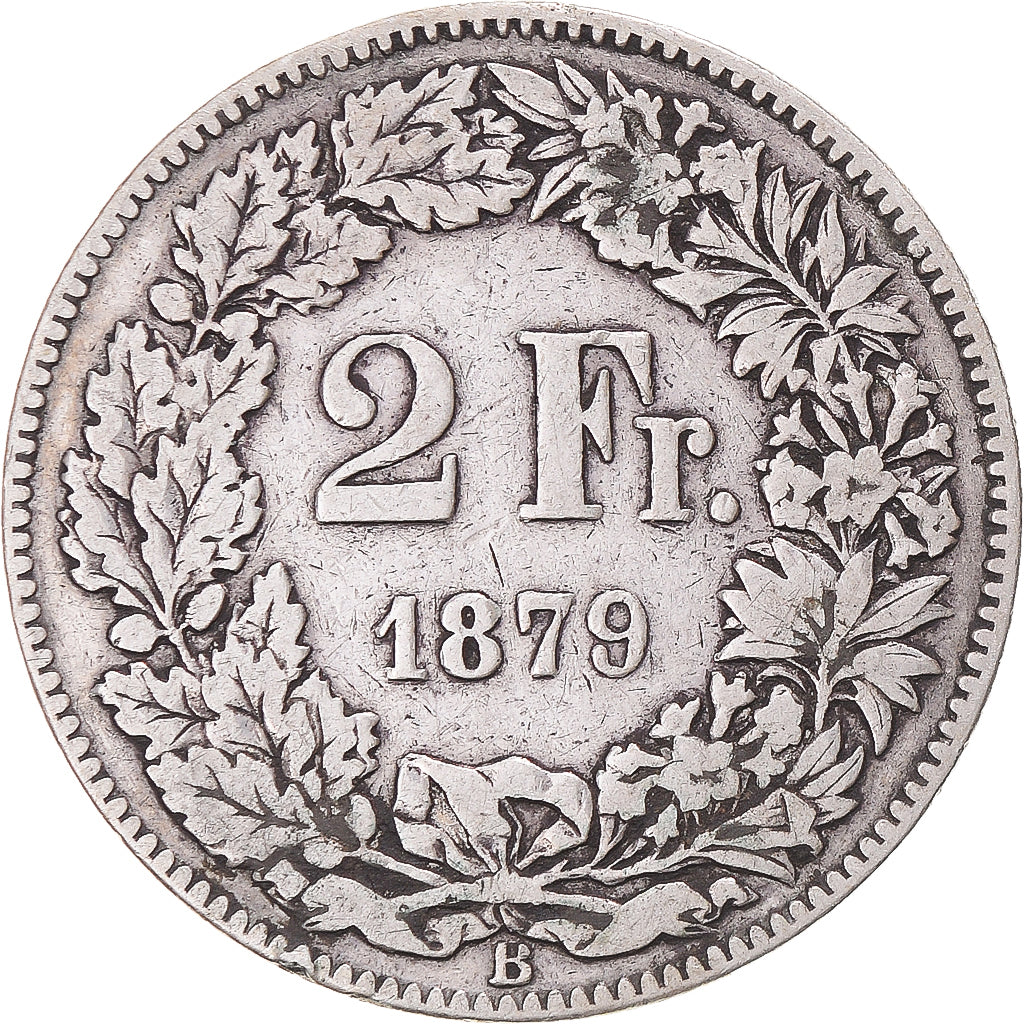 Coin, Switzerland, 2 Francs, 1879, Bern, EF(40-45), Silver, KM:21