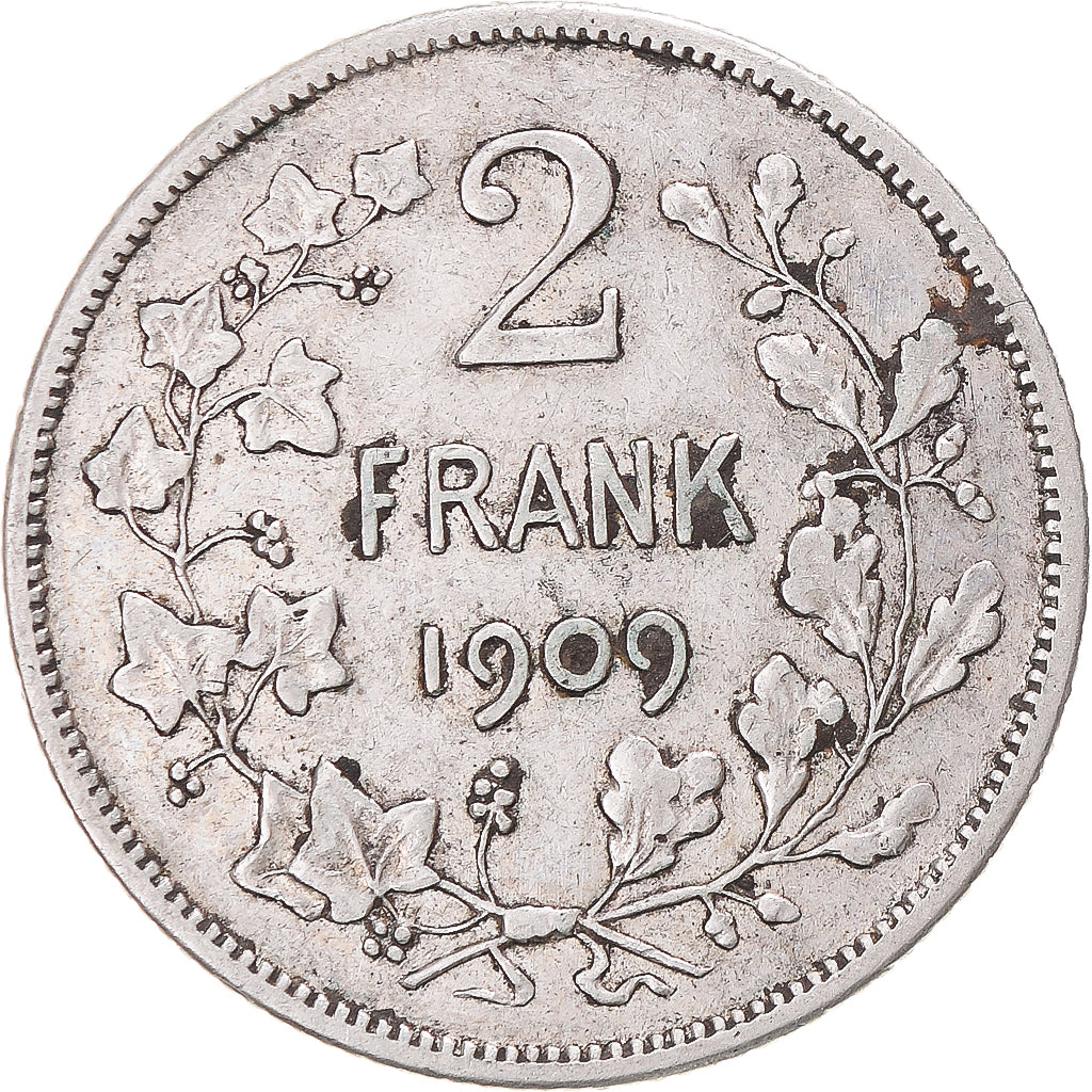 Coin, Belgium, 2 Francs, 2 Frank, 1909, VF(30-35), Silver, KM:59