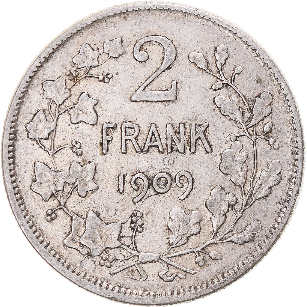Coin, Belgium, 2 Francs, 2 Frank, 1909, VF(30-35), Silver, KM:59