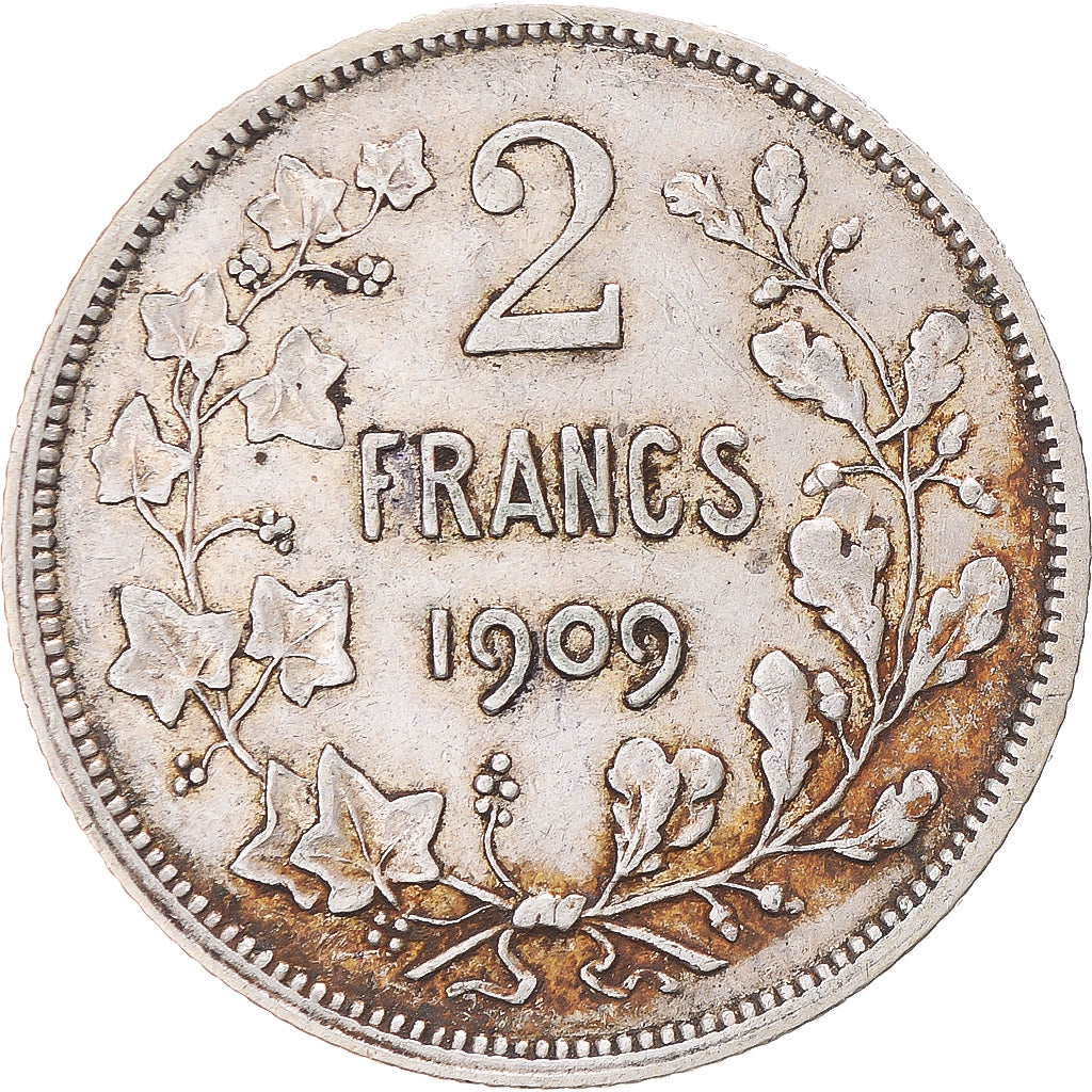 Coin, Belgium, Leopold II, 2 Francs, 2 Frank, 1909, EF(40-45), Silver, KM:58.1
