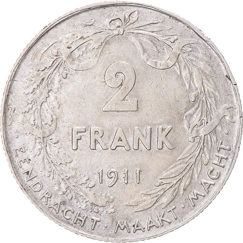 Coin, Belgium, 2 Francs, 2 Frank, 1911, EF(40-45), Silver, KM:75