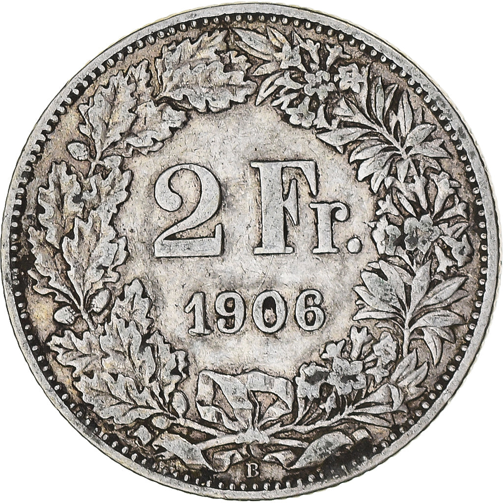 Coin, Switzerland, 2 Francs, 1906, Bern, EF(40-45), Silver, KM:21