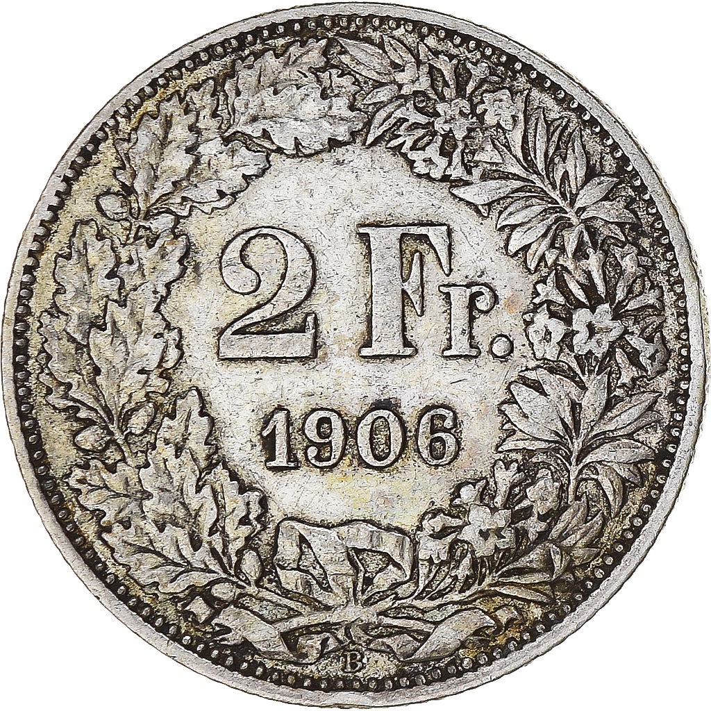 Coin, Switzerland, 2 Francs, 1906, Bern, EF(40-45), Silver, KM:21