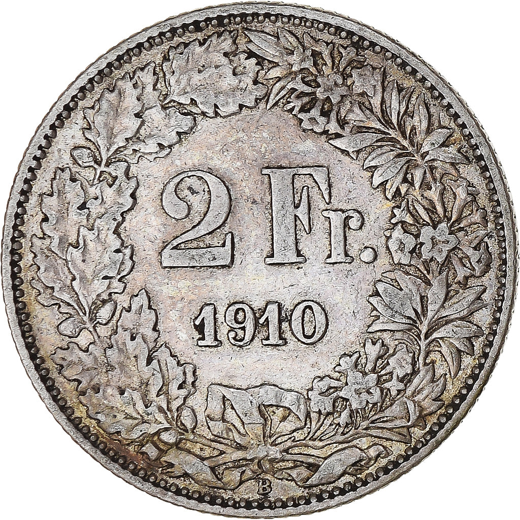 Coin, Switzerland, 2 Francs, 1910, Bern, EF(40-45), Silver, KM:21