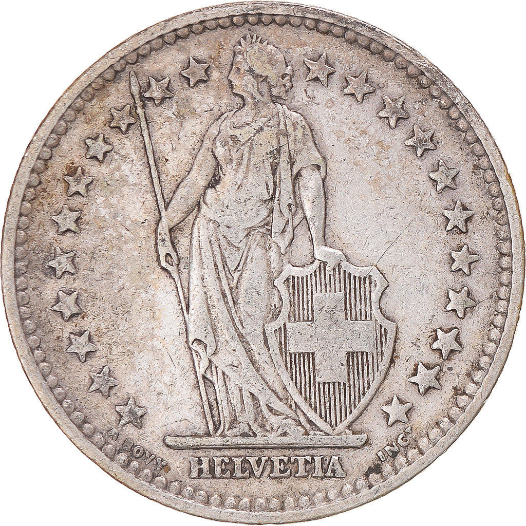 Coin, Switzerland, 2 Francs, 1878, Bern, VF(30-35), Silver, KM:21
