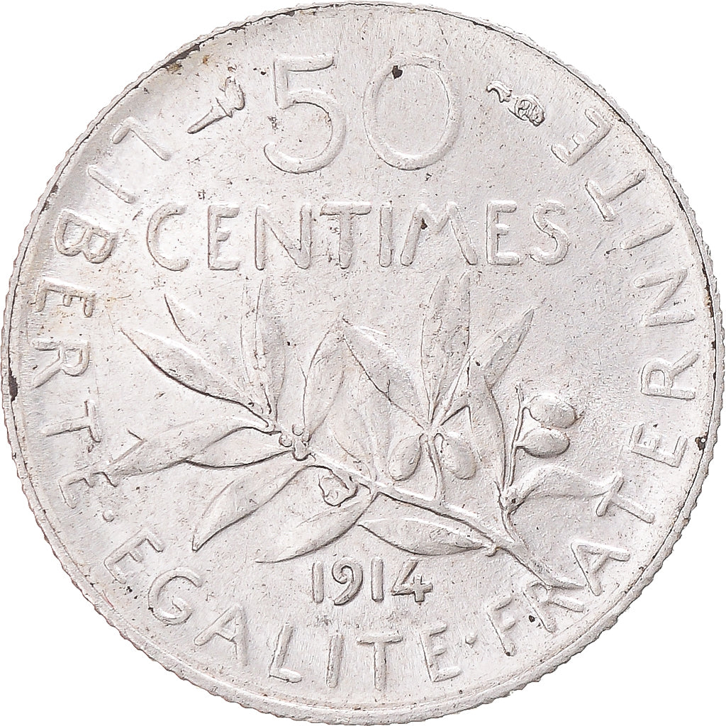 Coin, France, Semeuse, 50 Centimes, 1914, Paris, MS(63), Silver, KM:854