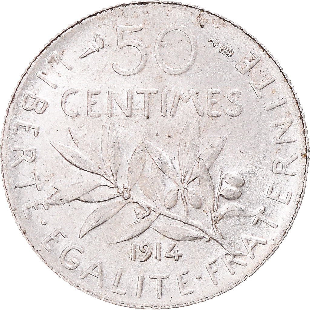 Coin, France, Semeuse, 50 Centimes, 1914, Paris, MS(63), Silver, KM:854