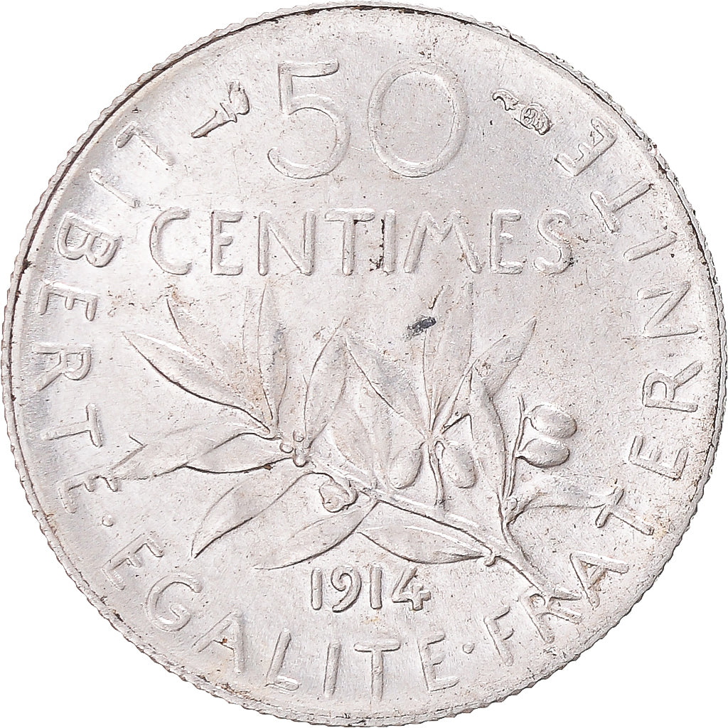 Coin, France, Semeuse, 50 Centimes, 1914, Paris, MS(63), Silver, KM:854