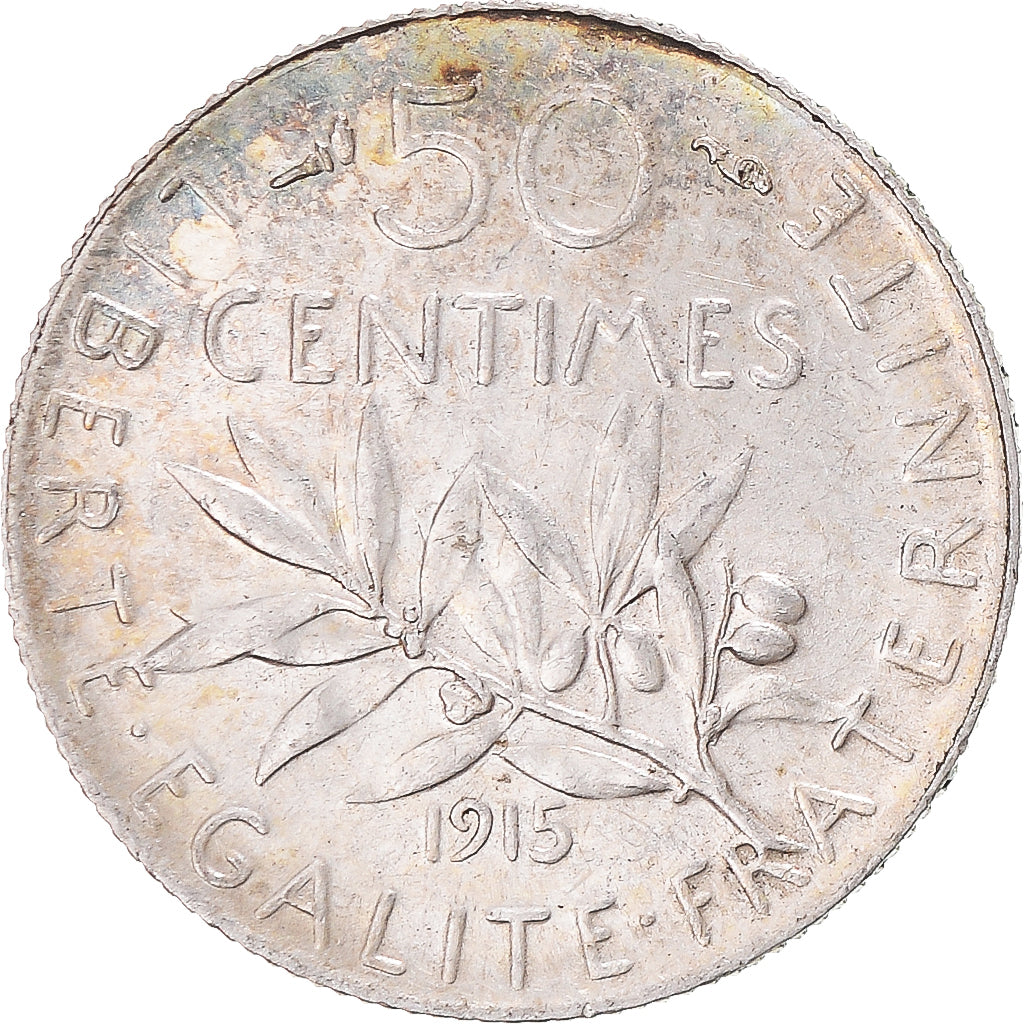 Coin, France, Semeuse, 50 Centimes, 1915, Paris, MS(63), Silver, KM:854