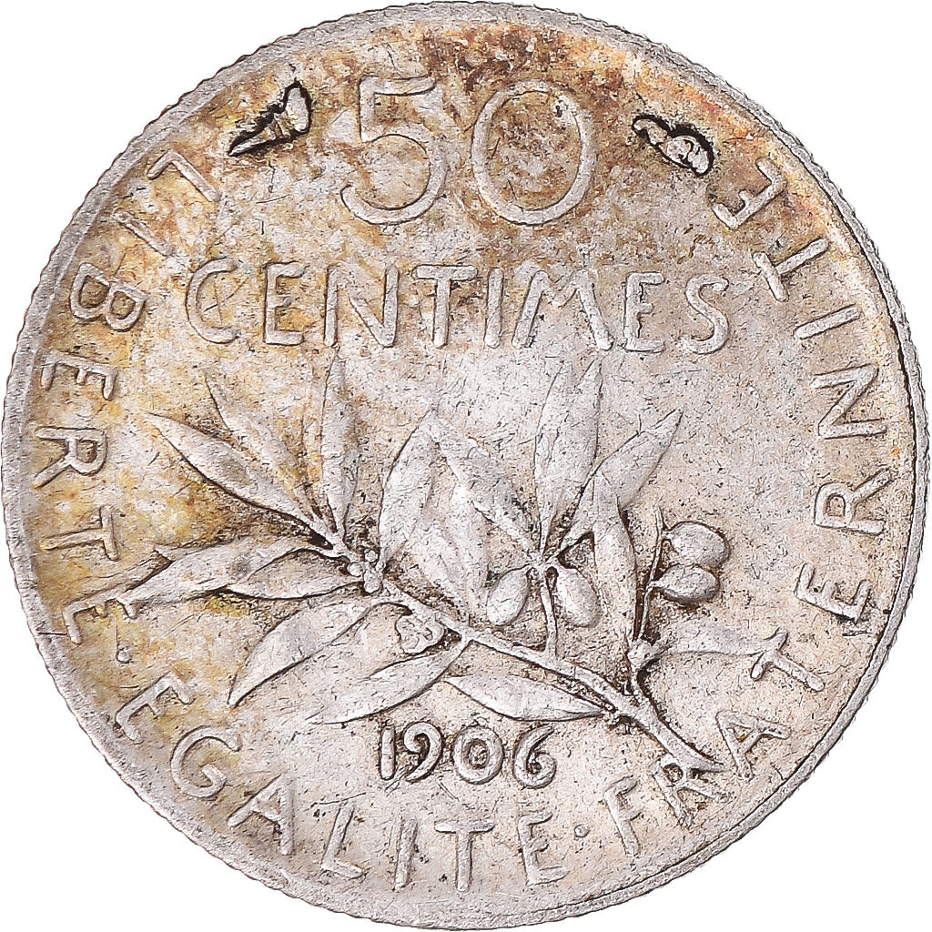 Monnaie, France, Semeuse, 50 Centimes, 1906, Paris, TB+, Argent, Gadoury:420