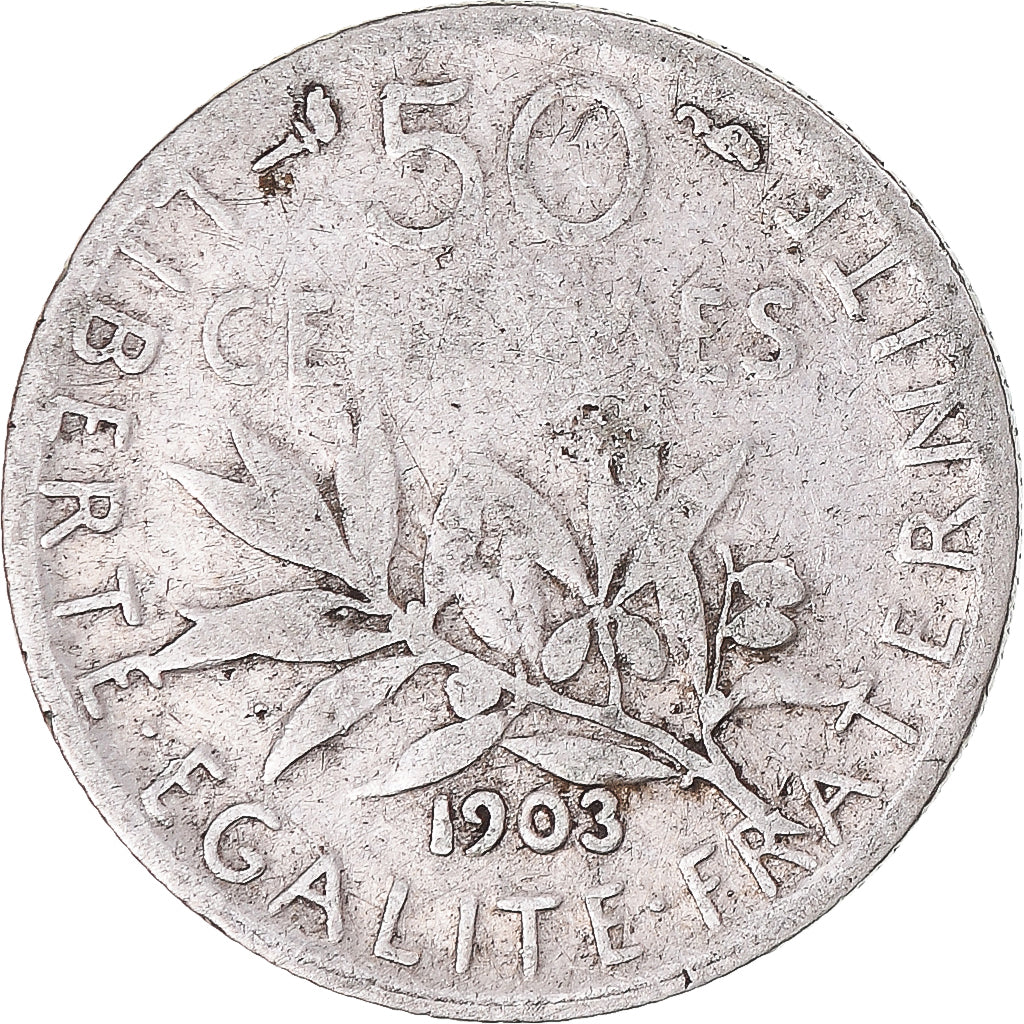 Coin, France, Semeuse, 50 Centimes, 1903, Paris, VF(20-25), Silver, KM:854
