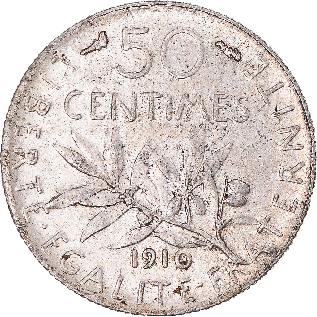 Coin, France, Semeuse, 50 Centimes, 1910, Paris, VF(30-35), Silver, KM:854
