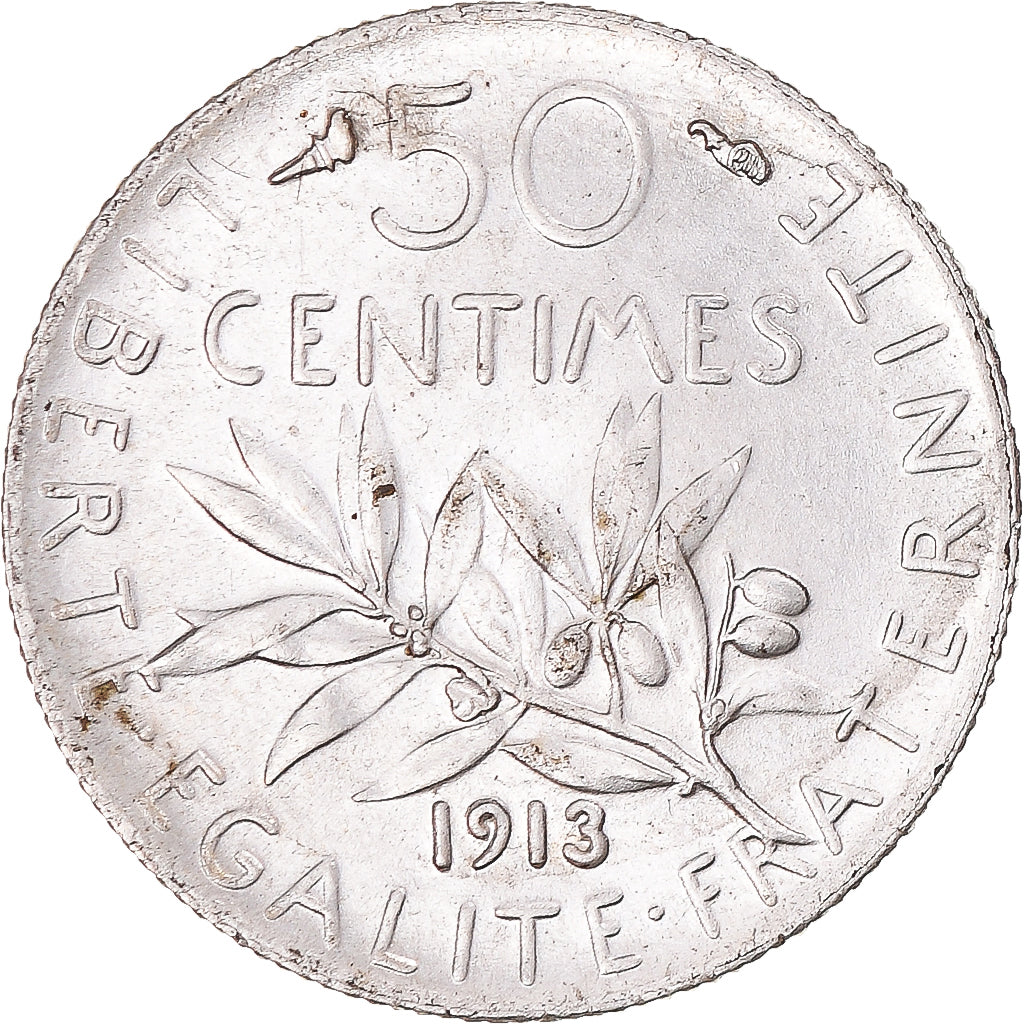 Munten, Frankrijk, Semeuse, 50 Centimes, 1913, Paris, PR+, Zilver, KM:854