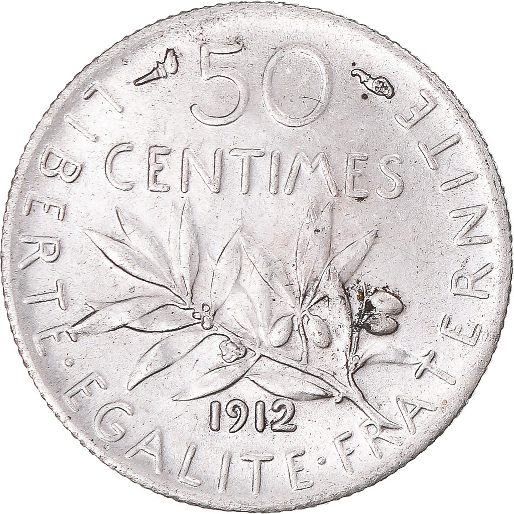 Coin, France, Semeuse, 50 Centimes, 1912, Paris, MS(60-62), Silver, KM:854