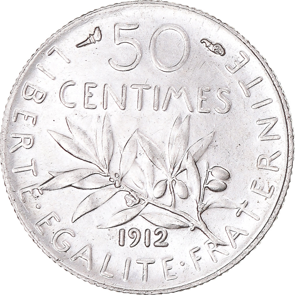 Munten, Frankrijk, Semeuse, 50 Centimes, 1912, Paris, UNC-, Zilver, KM:854