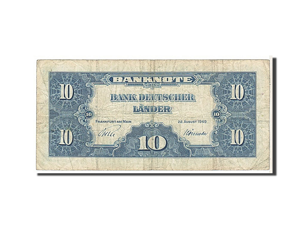Banknote, GERMANY - FEDERAL REPUBLIC, 10 Deutsche Mark, 1949, KM:16a, VF(20-25)