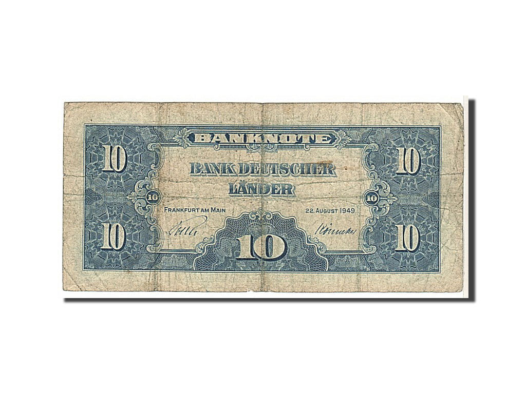 Banknote, GERMANY - FEDERAL REPUBLIC, 10 Deutsche Mark, 1949, KM:16a, VF(20-25)