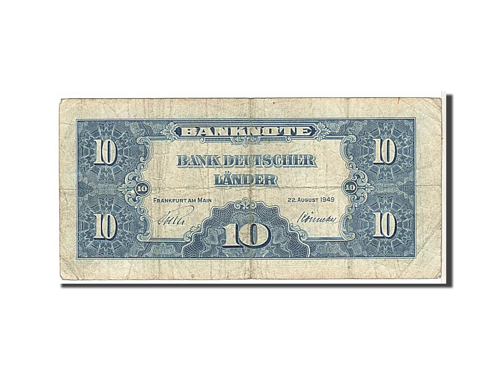 Banknote, GERMANY - FEDERAL REPUBLIC, 10 Deutsche Mark, 1949, KM:16a, VF(20-25)