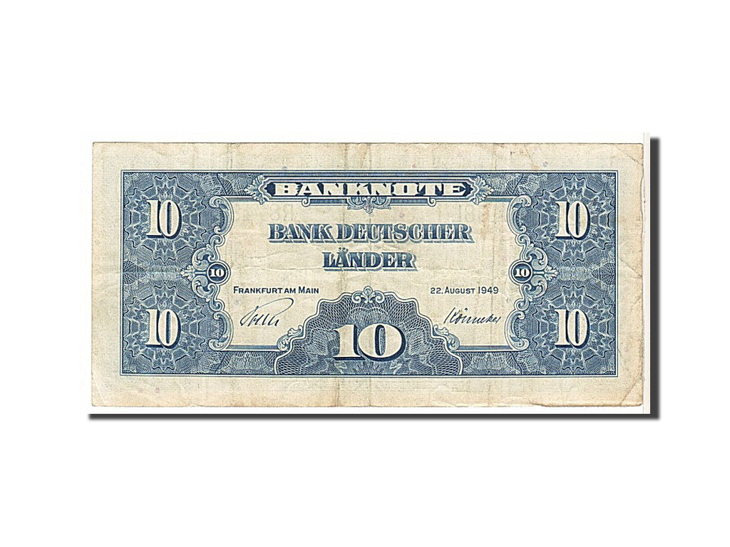Banknote, GERMANY - FEDERAL REPUBLIC, 10 Deutsche Mark, 1949, KM:16a, VF(20-25)