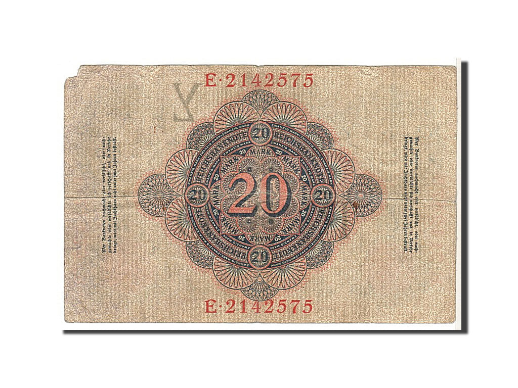 Billet, Allemagne, 20 Mark, 1914, KM:46b, TB