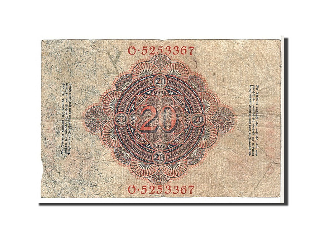 Billet, Allemagne, 20 Mark, 1914, KM:46b, TB