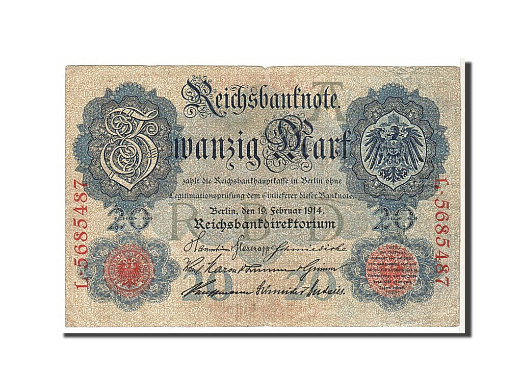 Banknote, Germany, 20 Mark, 1914, VF(20-25)