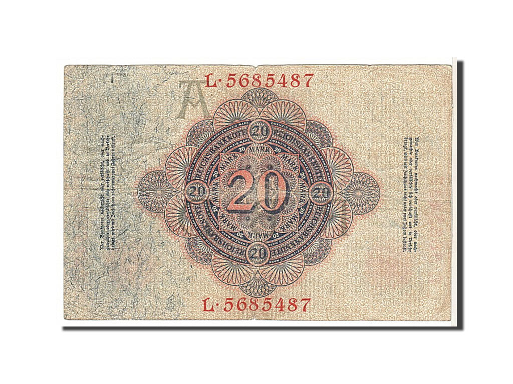 Banknote, Germany, 20 Mark, 1914, VF(20-25)