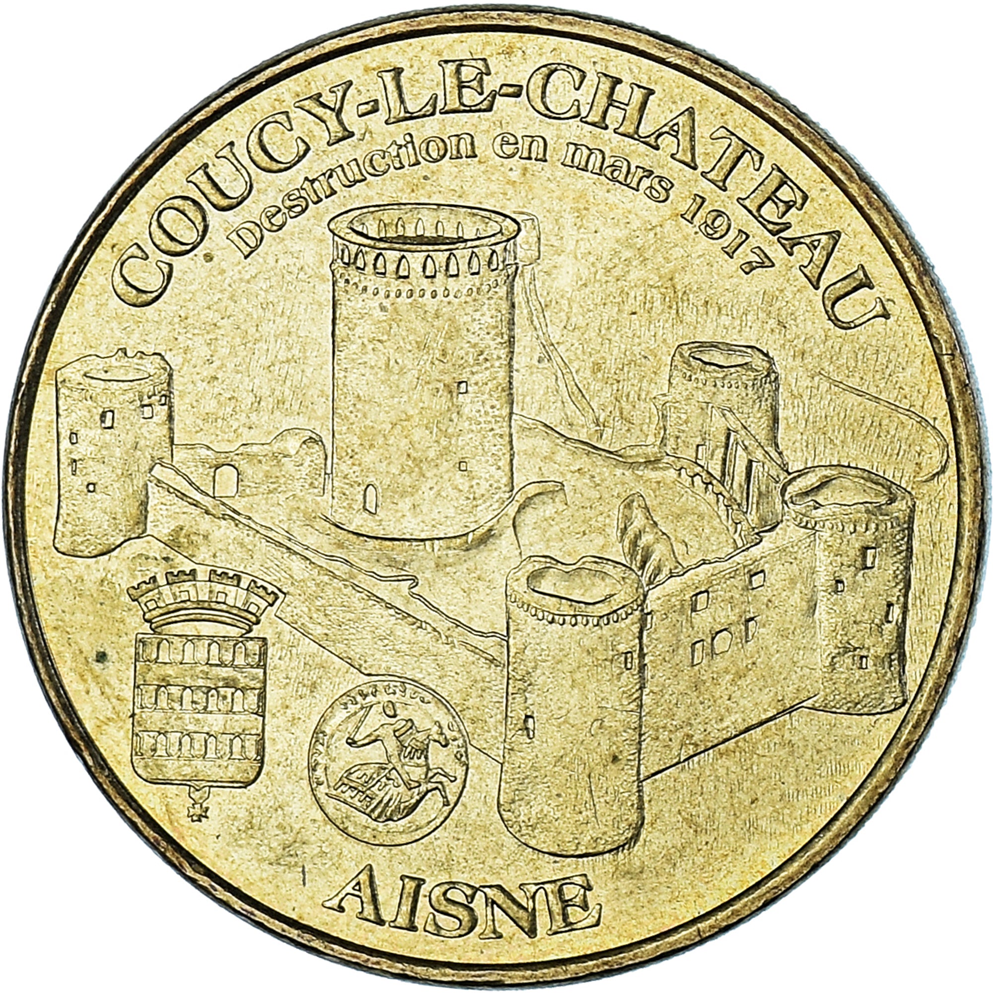 Frankreich, betaalpenning, Touristic token, Coucy - Château n°1, Arts &