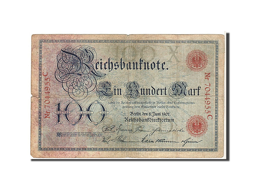 Billet, Allemagne, 100 Mark, 1907, KM:30, TB