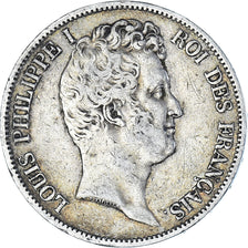 Moneta, Francia, Louis-Philippe, 5 Francs, 1830, Paris, MB+, Argento, KM:736.1
