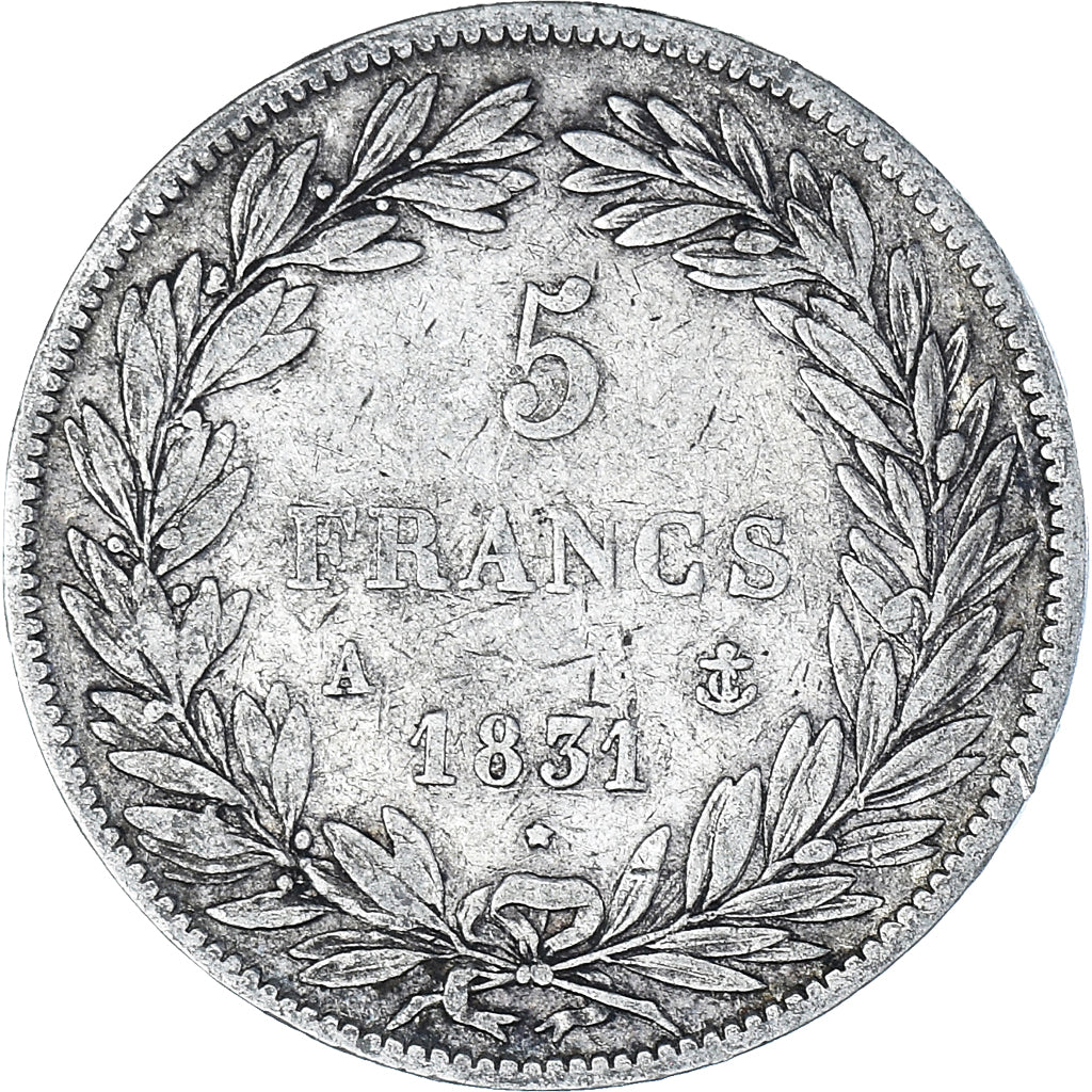 Coin, France, Louis-Philippe, 5 Francs, 1831, Paris, VF(20-25), Silver