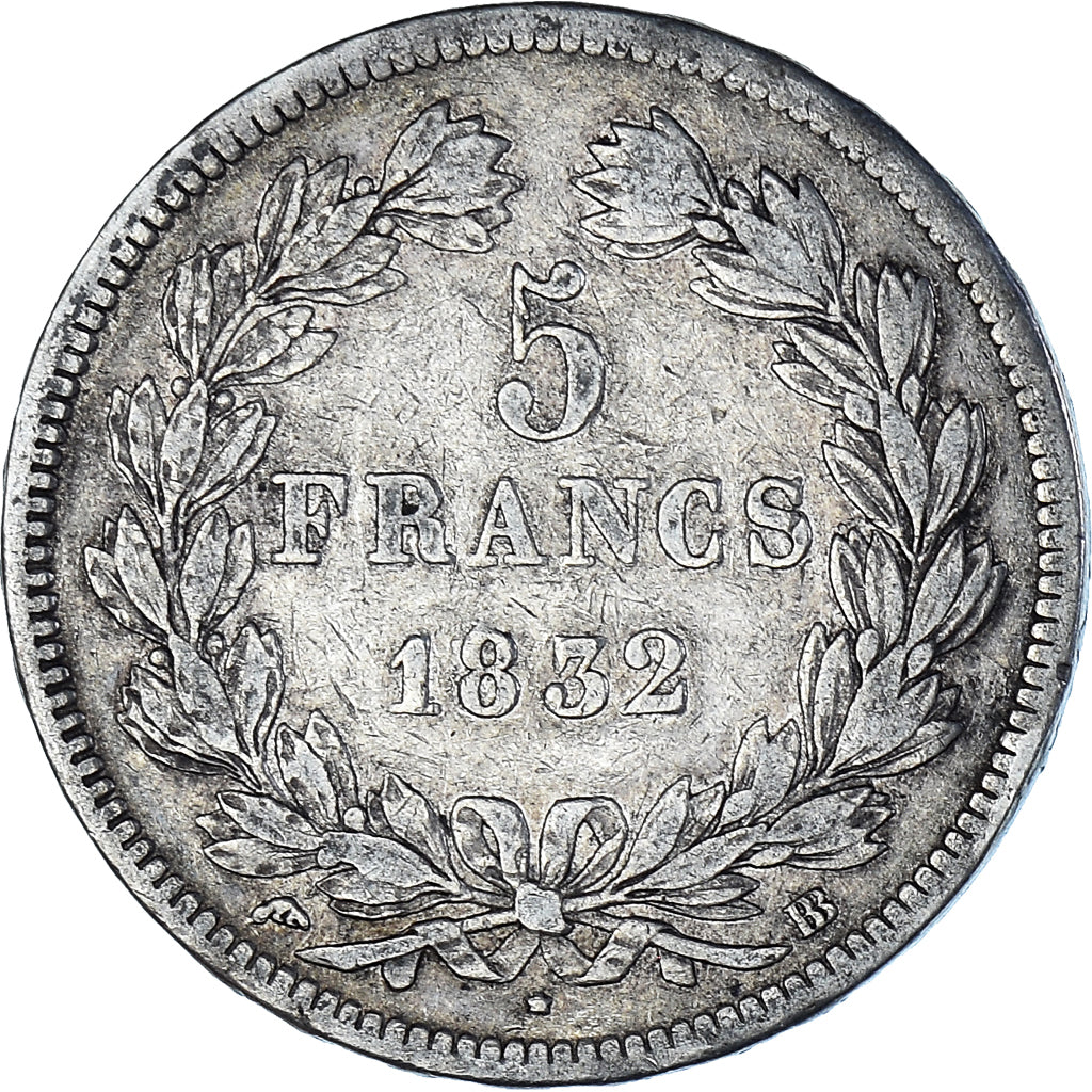 Coin, France, Louis-Philippe, 5 Francs, 1832, Strasbourg, VF(30-35), Silver