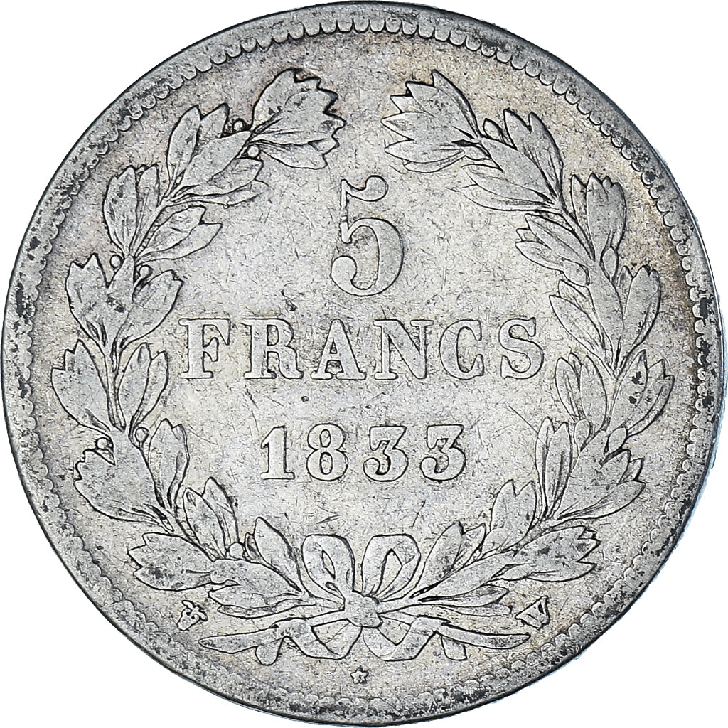 Moneta, Francia, Louis-Philippe, 5 Francs, 1833, Lille, MB, Argento, KM:749.13