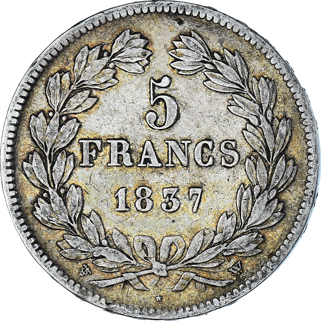 Münze, Frankreich, Louis-Philippe, 5 Francs, 1837, Lille, S+, Silber