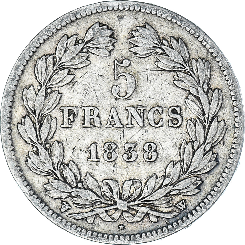 Moneta, Francja, Louis-Philippe, 5 Francs, 1838, Lille, VF(20-25), Srebro