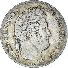 Coin, France, Louis-Philippe, 5 Francs, 1838, Strasbourg, VF(20-25), Silver