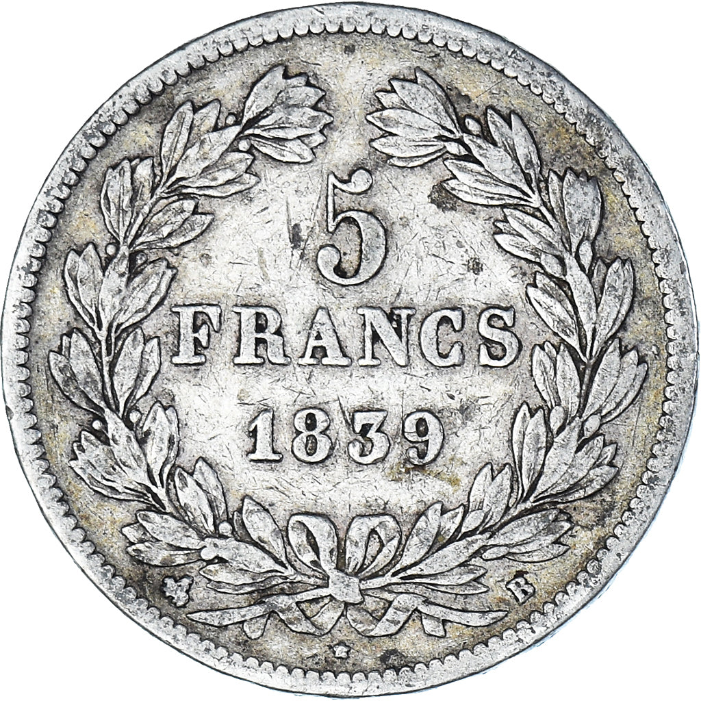 Münze, Frankreich, Louis-Philippe, 5 Francs, 1839, Rouen, S, Silber, KM:749.2