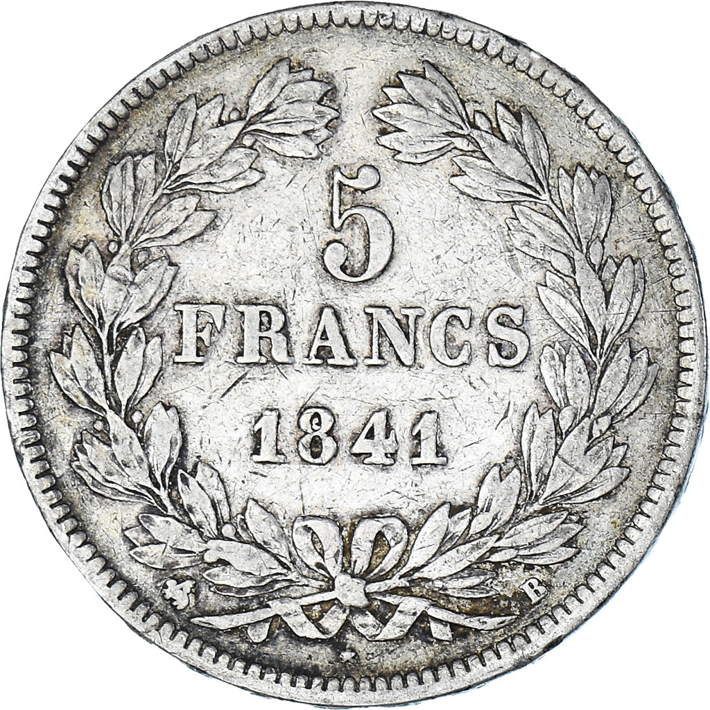 Coin, France, Louis-Philippe, 5 Francs, 1841, Rouen, VF(30-35), Silver